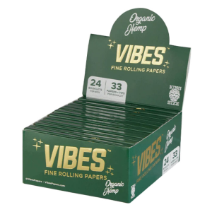 VIBES Rolling Papers King Size Slim with Tips Organic Hemp (24pcs/display) (72672)