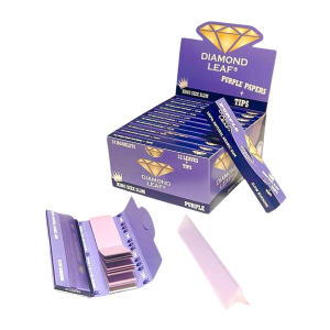 Diamond Leaf Colored Rolling Papers King Size Slim (24pcs/display), Purple [353352-1]