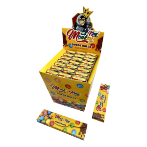 Monkey King Unbleached Scented Rolling Papers King Size Slim with Tips (24pcs/display), Chocoballs Scent [351562-1]