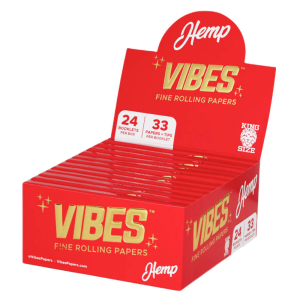 VIBES Rolling Papers King Size Slim with Tips Hemp (24pcs/display) [72667]