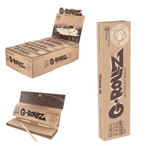 G-Rollz | KS Unbleached Extra Thin Rolling Papers + Tips Display [GR30A]