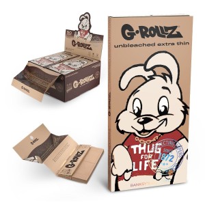 G-Rollz | Banksy's Graffiti 'Thug For Life' Unbleached - 50 KS Papers + Tips & Tray (16/Display) [BG70H]