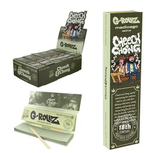 G-Rollz | Cheech & Chong(TM) 'Sofa' Medicago Sativa - 50 KS Slim Papers + Tips (24 Booklets Display) [CC36G]